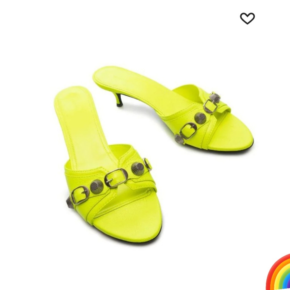 Balenciaga Cagole 50mm Sandal in Neon Yellow